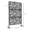 PARAVENTO DA ESTERNO DECORATIVO IN ACCIAIO TRAFORATO CON DESIGN A FOGLIE, 122X198CM, NERO