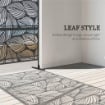 PARAVENTO DA ESTERNO DECORATIVO IN ACCIAIO TRAFORATO CON DESIGN A FOGLIE, 122X198CM, NERO