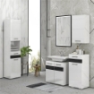 COLONNA BAGNO IN MDF CON RIPIANO APERTO, CASSETTO E ARMADIETTO CHIUSO, 37X32.5X170 CM, BIANCO