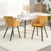 SET DI 2 SEDIE PER SALA DA PRANZO CON BRACCIOLI IMBOTTITE E IN VELLUTO, 54X56X74CM, GIALLO