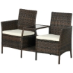 SET DA GIARDINO IN RATTAN CON 2 SEDIE MODERNE E TAVOLINO DA CAFFÈ, 138X60X87 CM, MARRONE