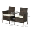 SET DA GIARDINO IN RATTAN CON 2 SEDIE MODERNE E TAVOLINO DA CAFFÈ, 138X60X87 CM, MARRONE