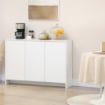 CREDENZA MODERNA A 12 RIPIANI INTERNI IN TRUCIOLATO PER CUCINA, SOGGIORNO E INGRESSO, 120X35X85 CM, BIANCO