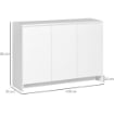 CREDENZA MODERNA A 12 RIPIANI INTERNI IN TRUCIOLATO PER CUCINA, SOGGIORNO E INGRESSO, 120X35X85 CM, BIANCO