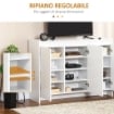 CREDENZA MODERNA A 12 RIPIANI INTERNI IN TRUCIOLATO PER CUCINA, SOGGIORNO E INGRESSO, 120X35X85 CM, BIANCO