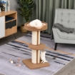 TIRAGRAFFI AD ALBERO PER GATTI CON CUCCIA, CUSCINO, RIVESTIMENTO PELUCHE E PALI IN CORDA SISAL - MARRONE