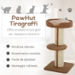 TIRAGRAFFI AD ALBERO PER GATTI CON CUCCIA, CUSCINO, RIVESTIMENTO PELUCHE E PALI IN CORDA SISAL - MARRONE