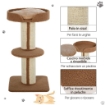 TIRAGRAFFI AD ALBERO PER GATTI CON CUCCIA, CUSCINO, RIVESTIMENTO PELUCHE E PALI IN CORDA SISAL - MARRONE