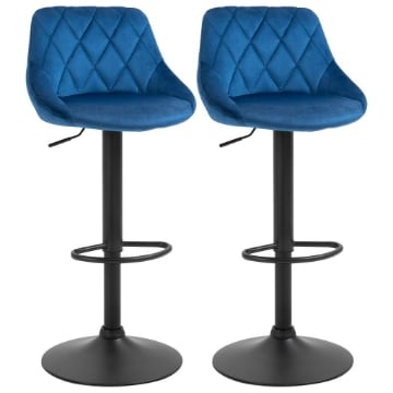 SET 2 SGABELLI DA BAR DI DESIGN GIREVOLI CON ALTEZZA REGOLABILE - BLU