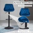 SET 2 SGABELLI DA BAR DI DESIGN GIREVOLI CON ALTEZZA REGOLABILE - BLU