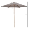 OMBRELLONE DA GIARDINO A 6 STECCHE IN LEGNO E TESSUTO POLIESTERE, 2.5X2.3M, GRIGIO