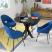 TAVOLO DA PRANZO MODERNO ROTONDO PER 4 PERSONE IN ACCIAIO E MDF, Ø100X75CM, NERO