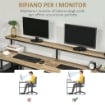 SCRIVANIA DOPPIA CON SCAFFALI E MENSOLA PER MONITOR IN STILE INDUSTRIALE, SCRIVANIA CON LIBRERIA SALVASPAZIO PER UFFICIO E STUDIO IN METALLO E MDF, 200X53X100CM, NERO MARRONE