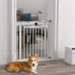 CANCELLETTO PER CANI TAGLIA PICCOLA E MEDIA CON CHIUSURA AUTOMATICA, IN ACCIAIO E PA, 74-80X76 CM, BIANCO