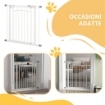 CANCELLETTO PER CANI TAGLIA PICCOLA E MEDIA CON CHIUSURA AUTOMATICA, IN ACCIAIO E PA, 74-80X76 CM, BIANCO