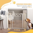 CANCELLETTO PER CANI TAGLIA PICCOLA E MEDIA CON CHIUSURA AUTOMATICA, IN ACCIAIO E PA, 74-100X76 CM, BIANCO