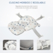 VASCHETTA BAGNETTO PIEGHEVOLE PER BAMBINI 0-3 ANNI CON INDICATORE DI TEMPERATURA E CUSCINO, 81.5X50.5X23.5CM, BIANCO