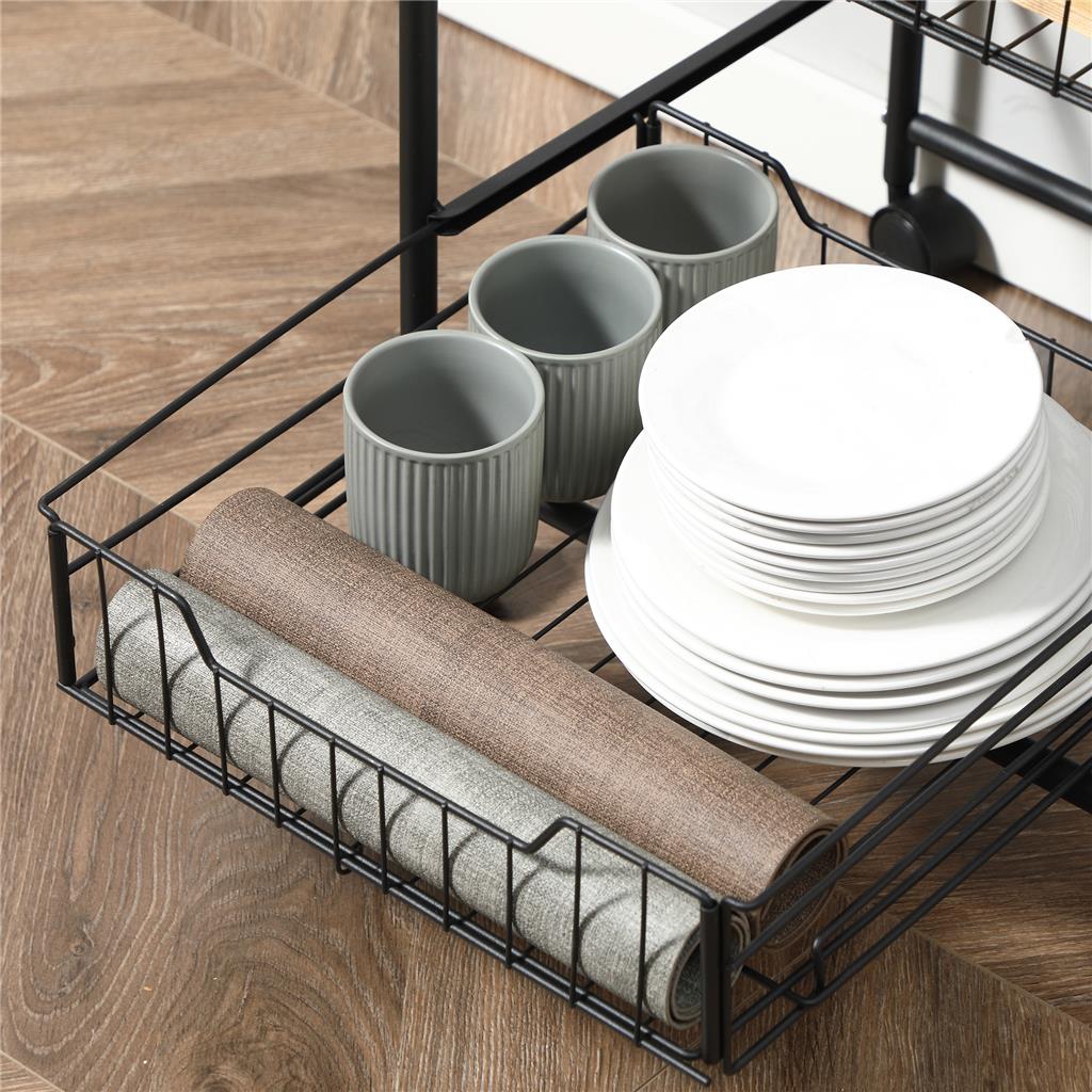 HAKU Möbel Carrello da cucina, MDF, alluminio-faggio, L 65 x P 35 x A