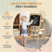 LAVAGNA PER BAMBINI CON CAVALLETTO 3 IN 1 E CESTINI, ETÀ 3-6 ANNI, 58X50.5X109CM, COLOR LEGNO