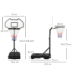 CANESTRO BASKET PER BAMBINI AD ALTEZZA REGOLABILE 132.5 - 161.5 CM CON BASE RIEMPIBILE E RUOTE, MULTICOLORE