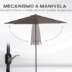 OMBRELLONE DA PARETE MEZZALUNA SALVASPAZIO CON APERTURA A MANOVELLA, CAFFÈ