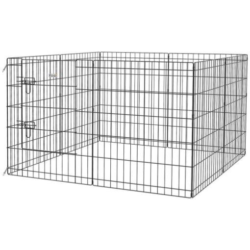 RECINTO PER CANI E CUCCIOLI, BOX PER ANIMALI DA 8 PEZZI IN FILO DI FERRO, 76 X 61CM NERO