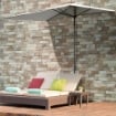 OMBRELLONE DA PARETE MEZZALUNA SALVASPAZIO CON APERTURA A MANOVELLA, BEIGE