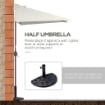 OMBRELLONE DA PARETE MEZZALUNA SALVASPAZIO CON APERTURA A MANOVELLA, BEIGE