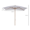 OMBRELLONE DA GIARDINO 2X3 IN LEGNO LACCATO CON COPERTURA RIMOVIBILE, BIANCO