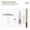 OMBRELLONE DA GIARDINO 2X3 IN LEGNO LACCATO CON COPERTURA RIMOVIBILE, BIANCO