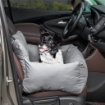 SEGGIOLINO AUTO PER CANI PICCOLI SFODERABILE E LAVABILE CON CINGHIE DI SICUREZZA, GRIGIO SCURO