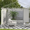 SET 2 PARETI PER GAZEBO 3X3 M E 3X6M CON FINESTRE E TENDE AVVOLGIBILI, 295X195CM, BIANCO