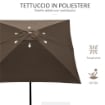 OMBRELLONE DA GIARDINO RETTANGOLARE 3X2 M CON APERTURA A MANOVELLA E INCLINABILE, CAFFÈ