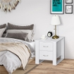 COMODINO MODERNO IN LEGNO CON 2 CASSETTI PER CAMERA DA LETTO, 48X39X54CM, BIANCO