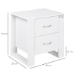 COMODINO MODERNO IN LEGNO CON 2 CASSETTI PER CAMERA DA LETTO, 48X39X54CM, BIANCO