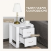 COMODINO MODERNO IN LEGNO CON 2 CASSETTI PER CAMERA DA LETTO, 48X39X54CM, BIANCO