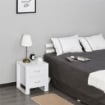 COMODINO MODERNO IN LEGNO CON 2 CASSETTI PER CAMERA DA LETTO, 48X39X54CM, BIANCO