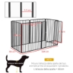 RECINTO PER CANI GRANDI A 6 PANNELLI MODULABILI IN ACCIAIO, 164X83X100 CM, NERO
