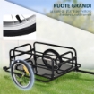 CARRELLO BICI CON PARETI PIEGHEVOLI E RIMOVIBILI, GANCIO E 4 CATARIFRANGENTI, IN ACCIAIO E PE, 139X71.5X49 CM, NERO