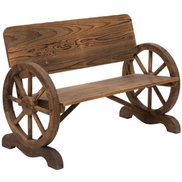 PANCA DA GIARDINO 2 POSTI CON SCHIENALE ALTO, IN LEGNO DI ABETE, 114X58X80 CM, MARRONE