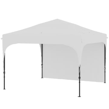 GAZEBO DA GIARDINO 3X3 M AD ALTEZZA REGOLABILE SU 3 LIVELLI, IN POLIESTERE E ACCIAIO, BIANCO