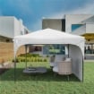GAZEBO DA GIARDINO 3X3 M AD ALTEZZA REGOLABILE SU 3 LIVELLI, IN POLIESTERE E ACCIAIO, BIANCO