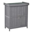 ARMADIO DA GIARDINO A 2 RIPIANI IN LEGNO DI ABETE CON TETTO APRIBILE, 74X43X88 CM, GRIGIO SCURO