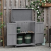 ARMADIO DA GIARDINO A 2 RIPIANI IN LEGNO DI ABETE CON TETTO APRIBILE, 74X43X88 CM, GRIGIO SCURO
