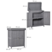 ARMADIO DA GIARDINO A 2 RIPIANI IN LEGNO DI ABETE CON TETTO APRIBILE, 74X43X88 CM, GRIGIO SCURO