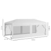 GAZEBO DA GIARDINO PER FESTE CON 6 PARETI RIMOVIBILI A ZANZARIERA, 582X295X255CM, BIANCO