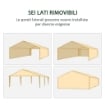 GAZEBO DA GIARDINO PER FESTE CON 6 PARETI RIMOVIBILI A ZANZARIERA, 582X295X255CM, BIANCO