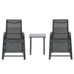 SET 2 LETTINI PRENDISOLE E TAVOLINO CON RIPIANO, IN TESSUTO TRASPIRANTE E METALLO, 59X169X66 CM, NERO