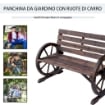 PANCHINA DA ESTERNO A 2 POSTI STILE COUNTRY CON BRACCIOLI A RUOTA IN LEGNO, 105.5X59X75CM MARRONE