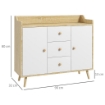 CREDENZA MODERNA IN TRUCIOLATO E LEGNO DI PINO CON 3 CASSETTI E 2 ARMADIETTI A 2 LIVELLI, 90X32X80A CM